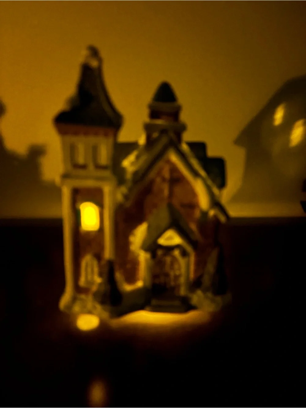 Holiday Village Train and Decorative Houses - Red, Green, Blue